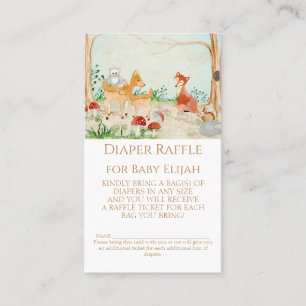 Woodland Creatures Fox Deer Diaper Raffle Rustic Business Card