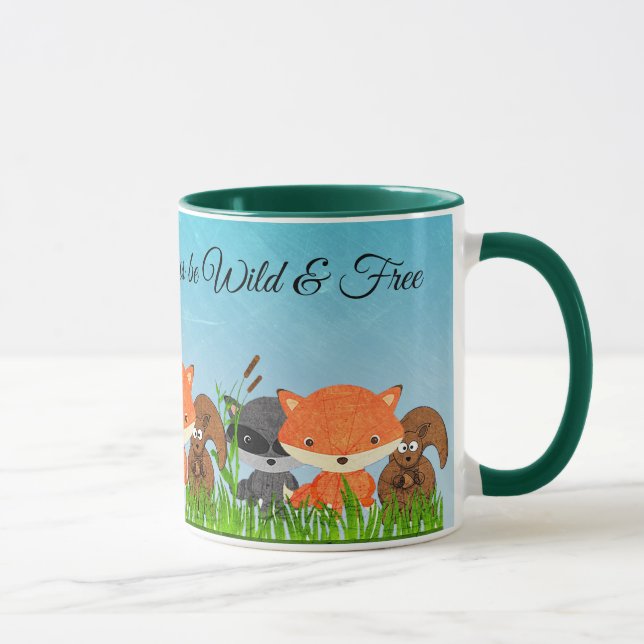 Woodland Creatures Fox Racoon Squirrel Coffee Mug (Right)