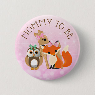Woodland Creatures  Mum to be Baby Shower Button