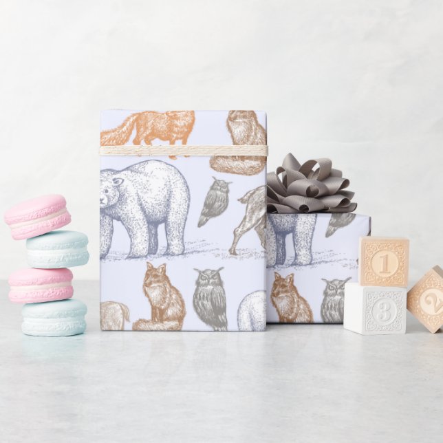 Woodland Creatures Rustic Holiday Wrapping Paper (Baby Shower)