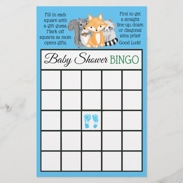Woodland Creatures  themed baby shower games Flyer (Front)