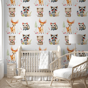 Woodland Creatures Watercolor Illustration Wallpaper