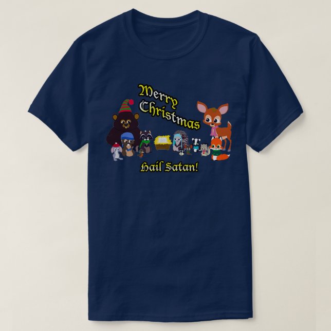 Woodland Critter Christmas  T-Shirt (Design Front)