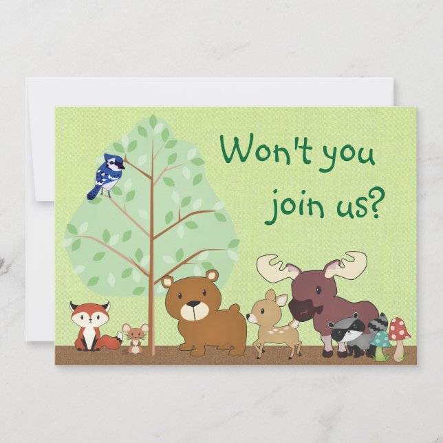 Woodland Critters Baby Shower Invitation (Front)