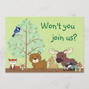 Woodland Critters Baby Shower Invitation