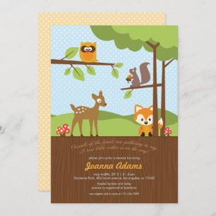 Woodland Critters Baby Shower Invitation