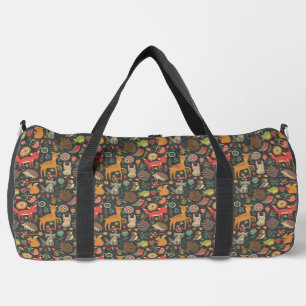 Woodland Critters Cottagecore Folk Art Duffle Bag