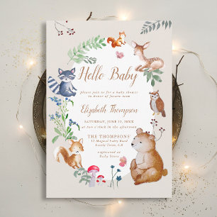 Woodland Critters Enchanted Wildflower Baby Shower Invitation