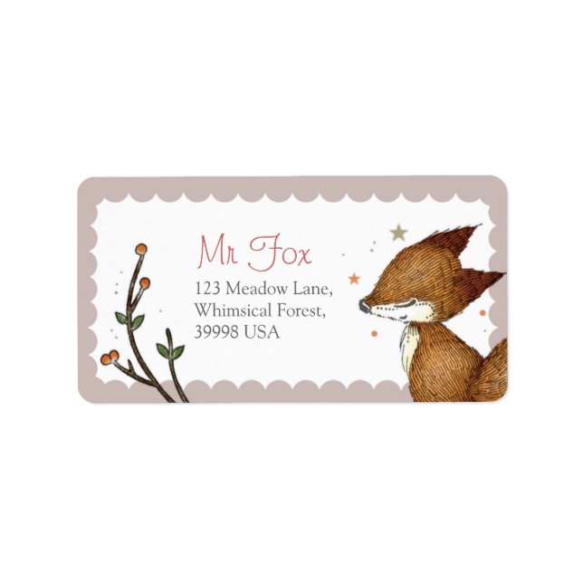 Woodland Critters - Fox Address Labels - Pink (Front)