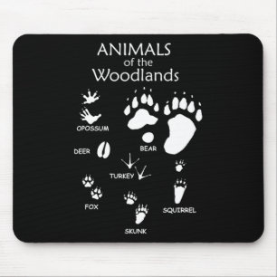 Woodland Cute Animal Paw Print Mouse Mat