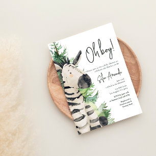 Woodland Cute Animal Zebras Baby Shower Invitation