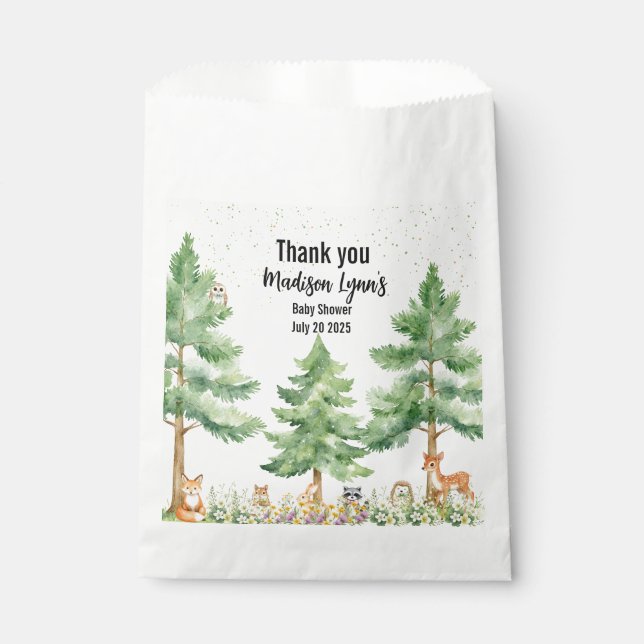 Woodland cute animals fox wild one baby shower  favour bags (Front)