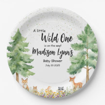 Woodland cute animals fox wild one baby shower