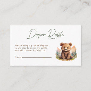 Woodland Cute Baby Bear Diaper Raffle Card