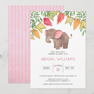 Woodland Cute Baby Elephant Baby Shower Invitation