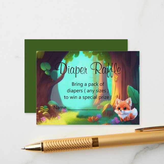 Woodland Cute baby fox baby shower Enclosure Card (Front/Back In Situ)