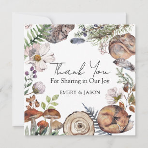 Woodland Cute Forest Animals Baby Shower Thank You Card