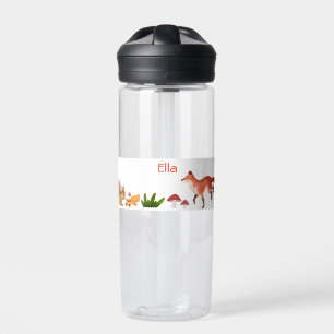 Woodland Cute Kids Personalised Fox Water Bottle