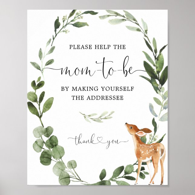 Woodland Deer Address the Envelope baby shower Poster (Front)