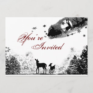 Woodland Deer and Santa Christmas Baby Shower Invitation