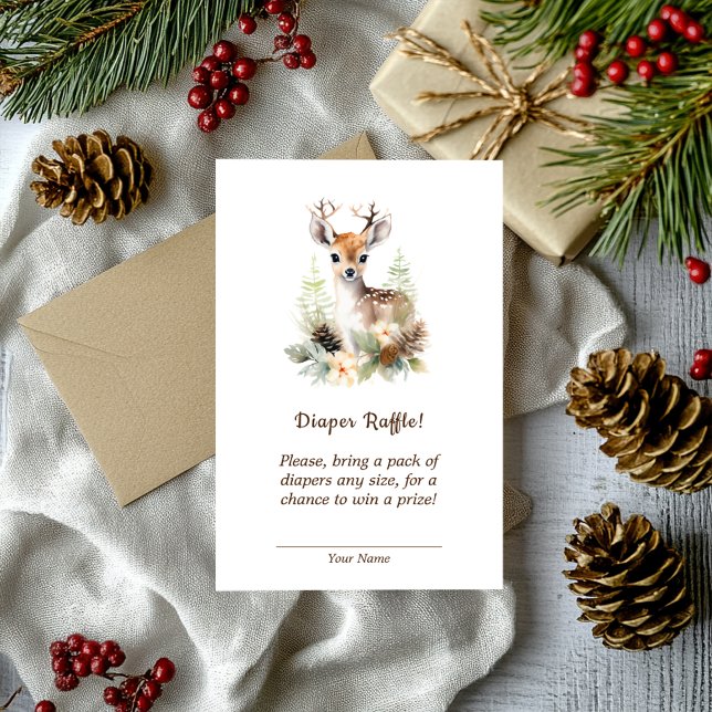 Woodland Deer Animal Baby Shower Diaper Raffle Enclosure Card (Woodland Deer Animal Baby Shower Diaper Raffle Enclosure Card)