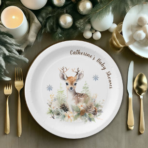 Woodland Deer Animal Baby Shower Paper Plate