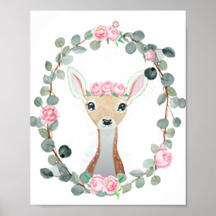Woodland Deer Baby Girl Shower Gift Poster