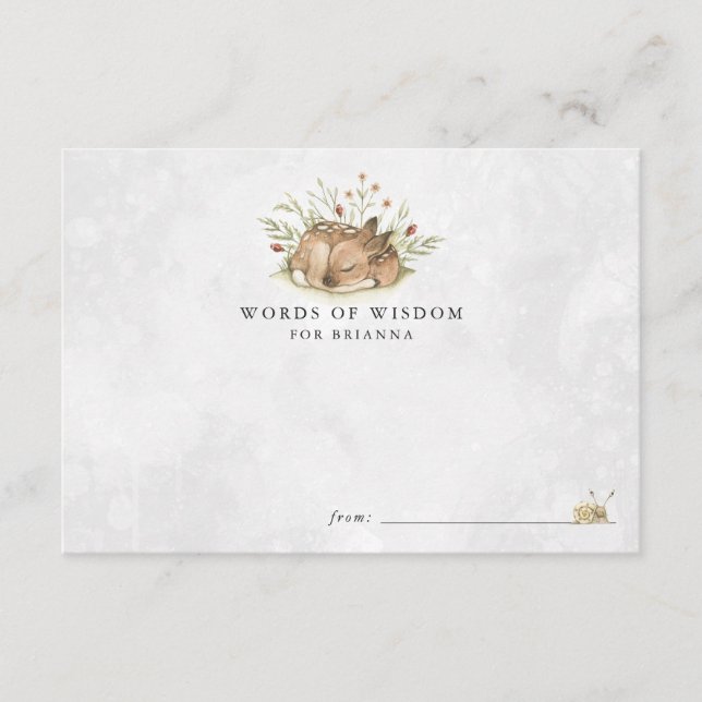 Woodland Deer Baby Shower Advice Cards (Front)