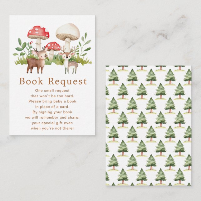 Woodland Deer Baby Shower Book Request Enclosure Card (Front/Back)