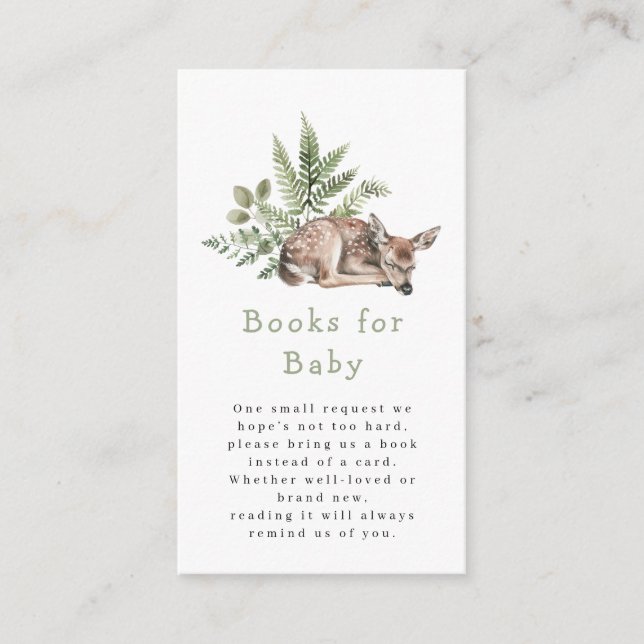 Woodland Deer Baby Shower Books for Baby Enclosure Card (Front)