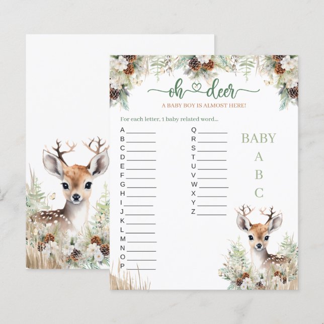 Woodland Deer Baby Shower Boy Game (Front/Back)