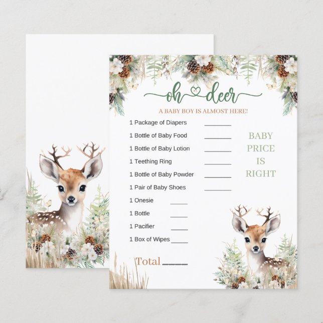 Woodland Deer Baby Shower Boy Game (Front/Back)