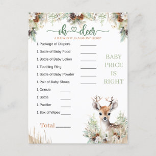 Woodland Deer Baby Shower Boy Game Postcard