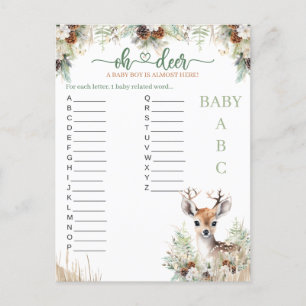 Woodland Deer Baby Shower Boy Game Postcard