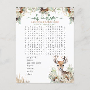 Woodland Deer Baby Shower Boy Game Postcard