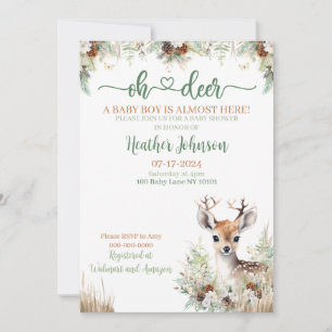 Woodland Deer Baby Shower Boy Invitation