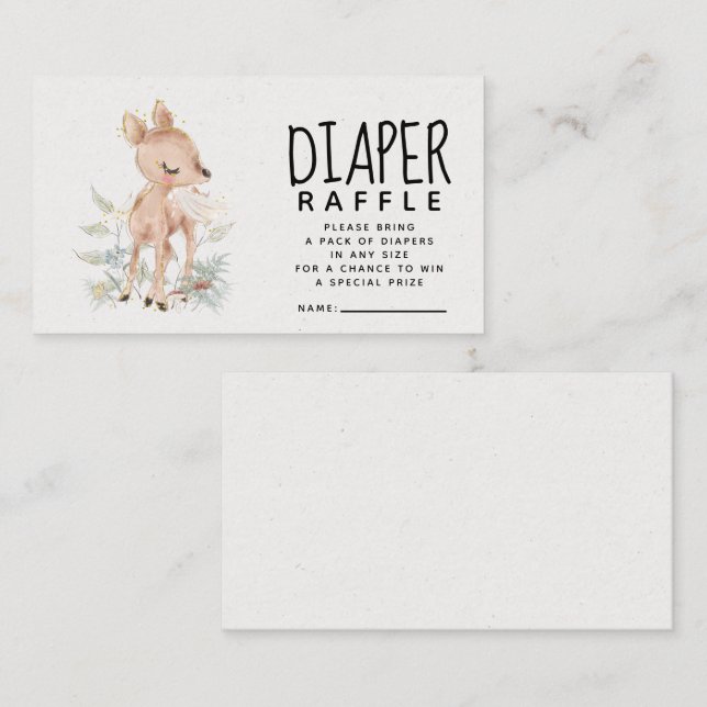 Woodland Deer Baby Shower Diaper Raffle Enclosure Card (Front/Back)