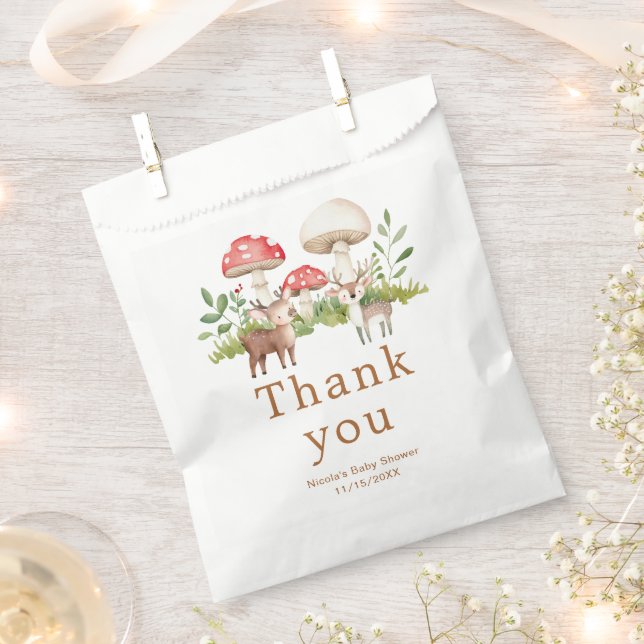 Woodland Deer Baby Shower Favour Bags (Clipped)