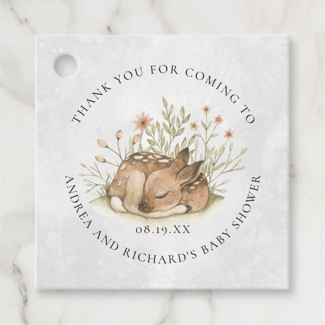 Woodland Deer | Baby Shower Favour Tag (Front)
