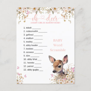 Woodland Deer Baby Shower Game Postcard