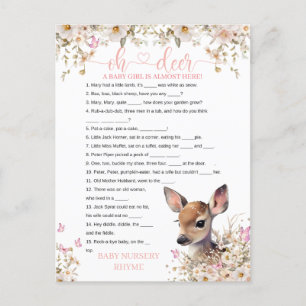 Woodland Deer Baby Shower Game Postcard