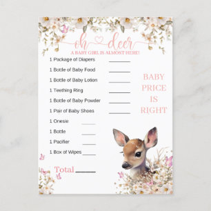 Woodland Deer Baby Shower Game Postcard