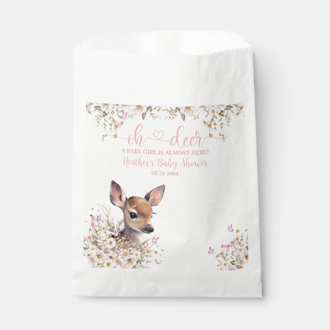 Woodland Deer Baby Shower Girl Favour Bags (Front)
