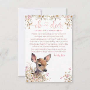 Woodland Deer Baby Shower Girl Thank You Card