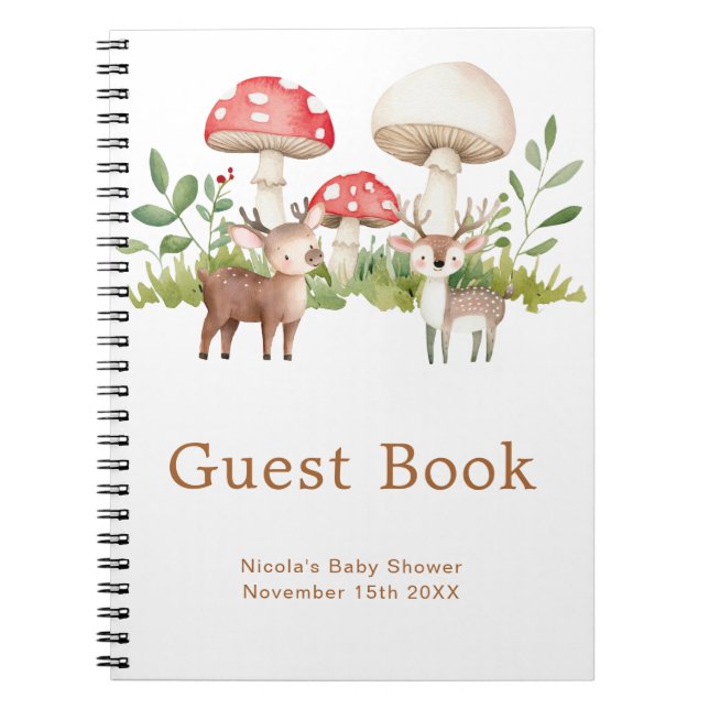 Woodland Deer Baby Shower Guest Book (Front)