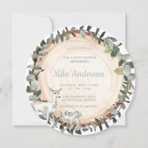 Woodland Deer Baby Shower Invitation