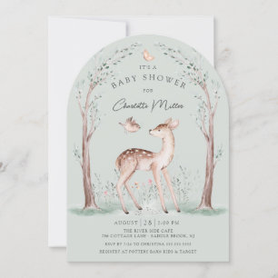 Woodland Deer Baby Shower Invitation