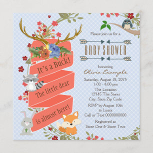 Woodland Deer Baby Shower Invitation