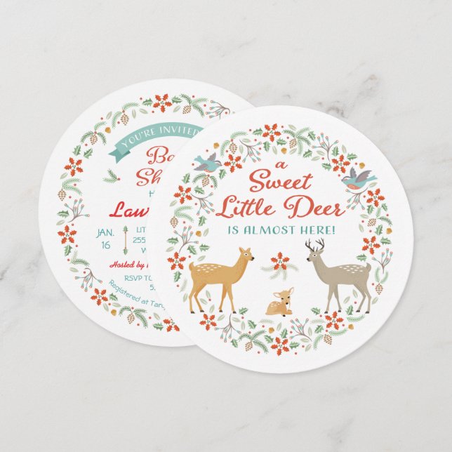 Woodland Deer Baby Shower Invitation (Front/Back)