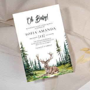 Woodland Deer Baby Shower Invitation